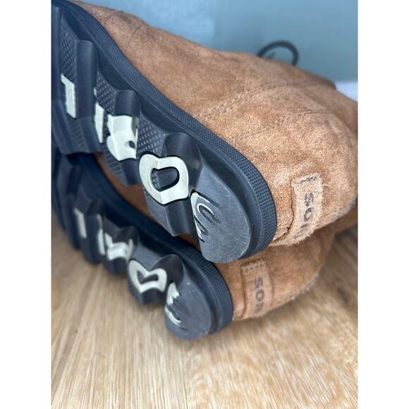 Sorel Joan of Arctic Women’s 5 Lace Up wedge Boots Brown Raw Suede Leather - Picture 7 of 8